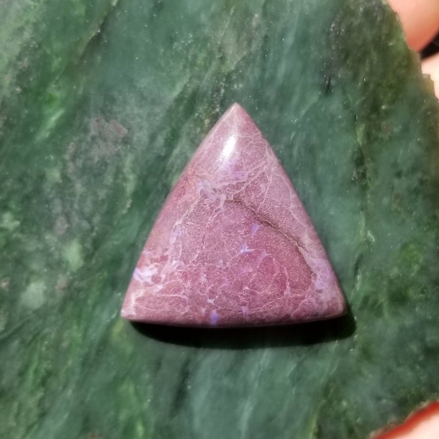 29.6 ct turkish purple jadeite jade triangle trillion cabochon