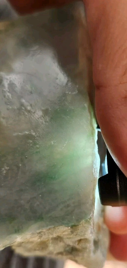 RARE: 2.16lb Guatemala Moss and Snow Jadeite Carving Lapidary Rough Material