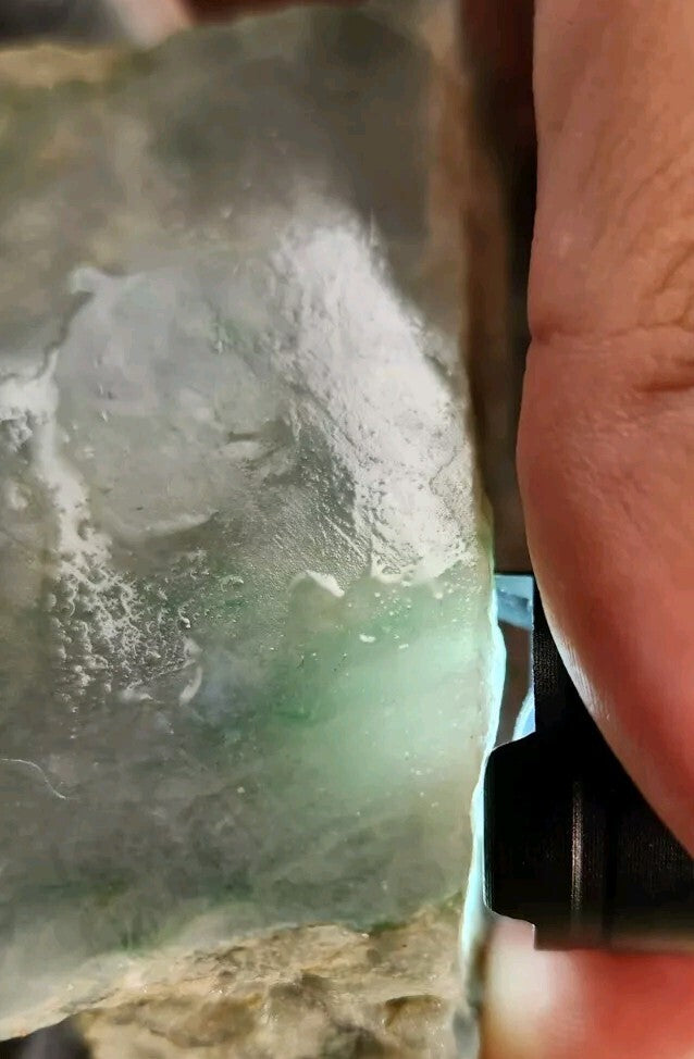 RARE: 2.16lb Guatemala Moss and Snow Jadeite Carving Lapidary Rough Material