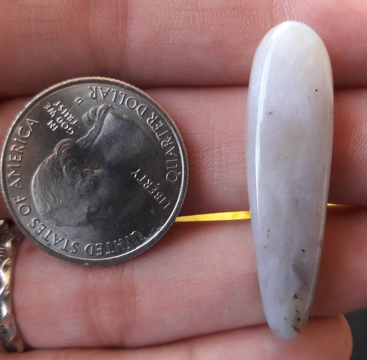 24 ct cookies and cream white plume agate cabochon