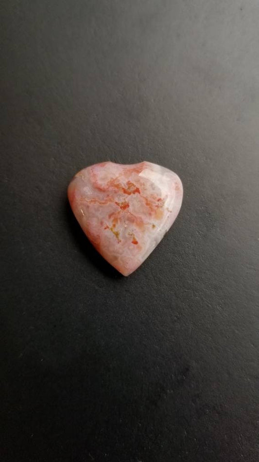 19 ct Pink floral agate heart cabochon