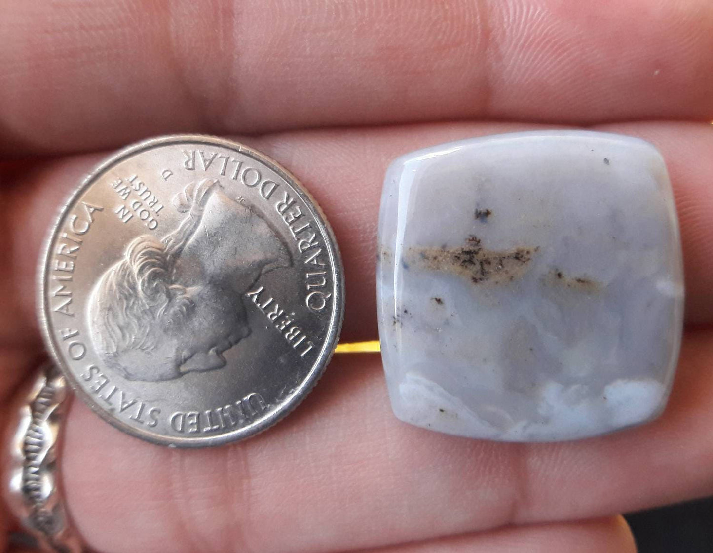 30 ct sheep creek plume agate square cushion cut cabochon