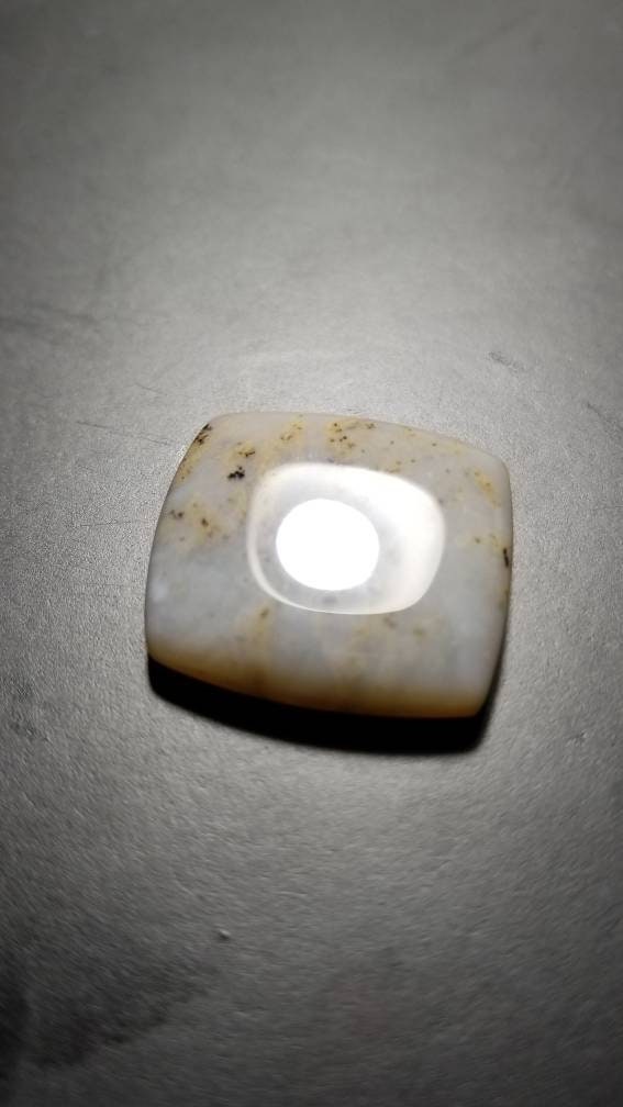 33 ct whitle "vanilla bean" plume agate square cushion cut cabochon
