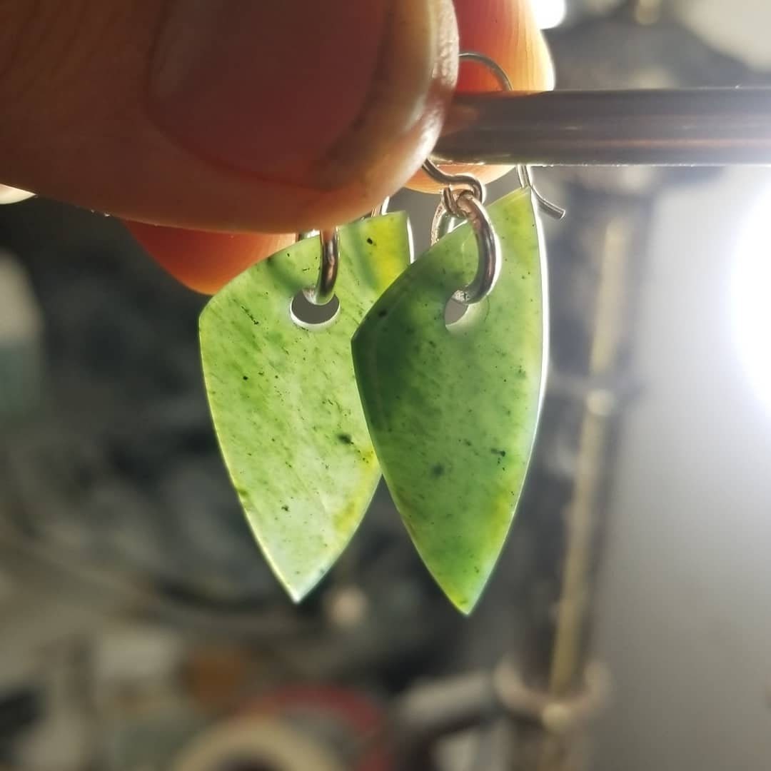 Siberian jade and .925 sterling silver earrings