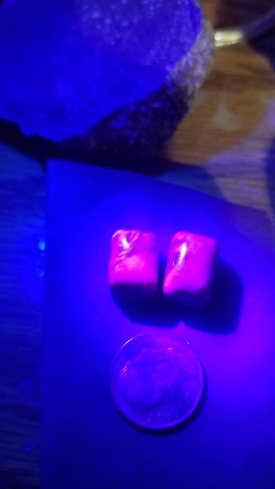 35ct pair of UV reactive Monet stone rectangle cabochons