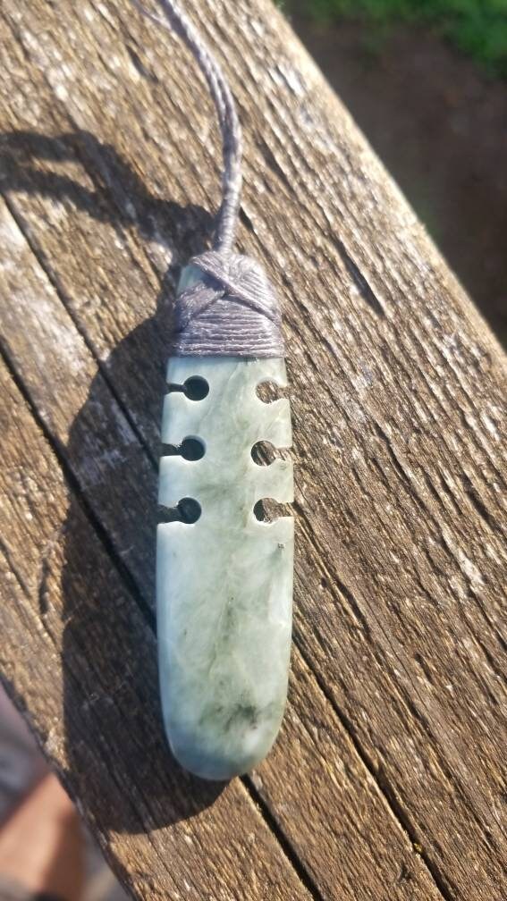 Washington white jade toki style pendant wrapped necklace