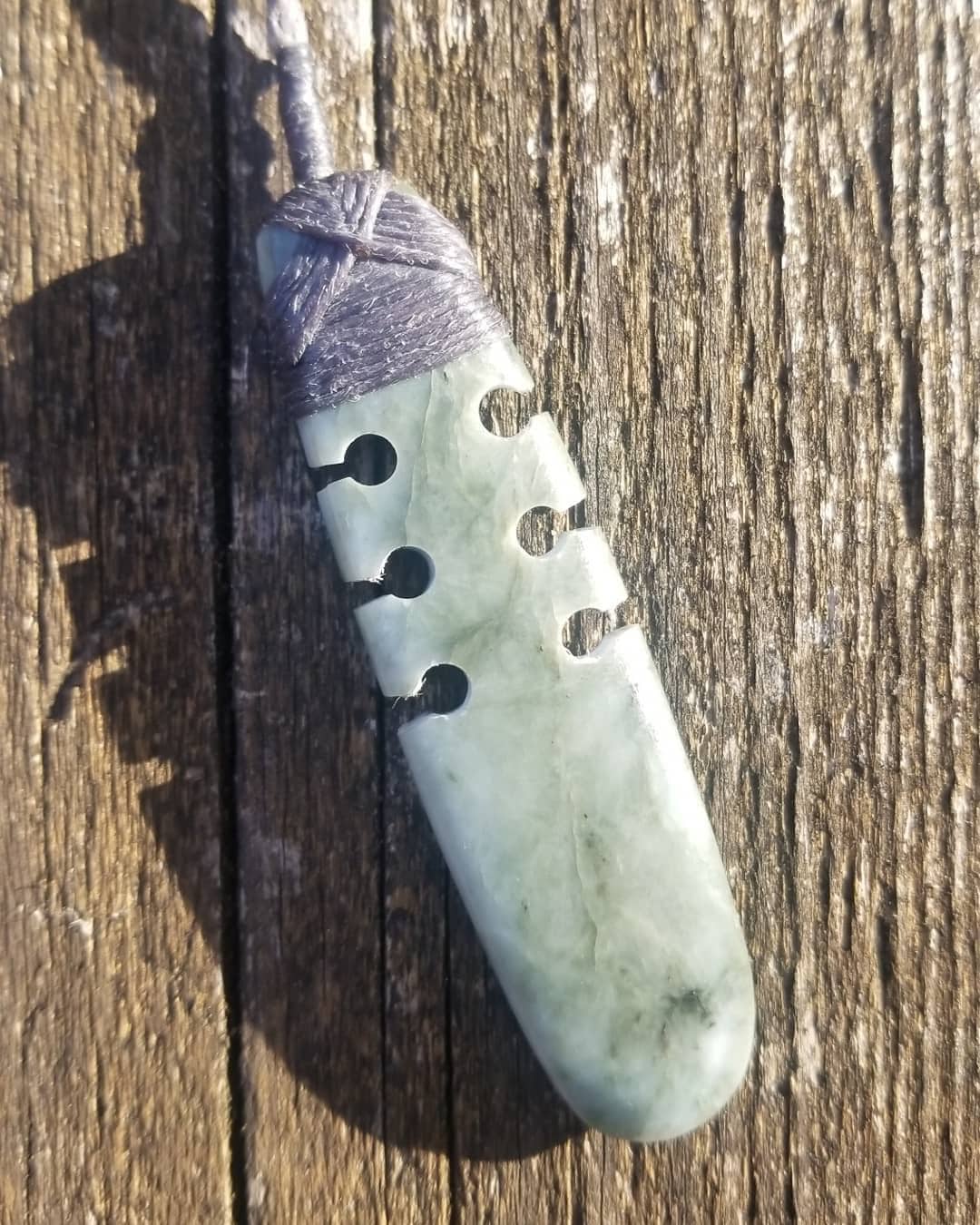 Washington white jade toki style pendant wrapped necklace