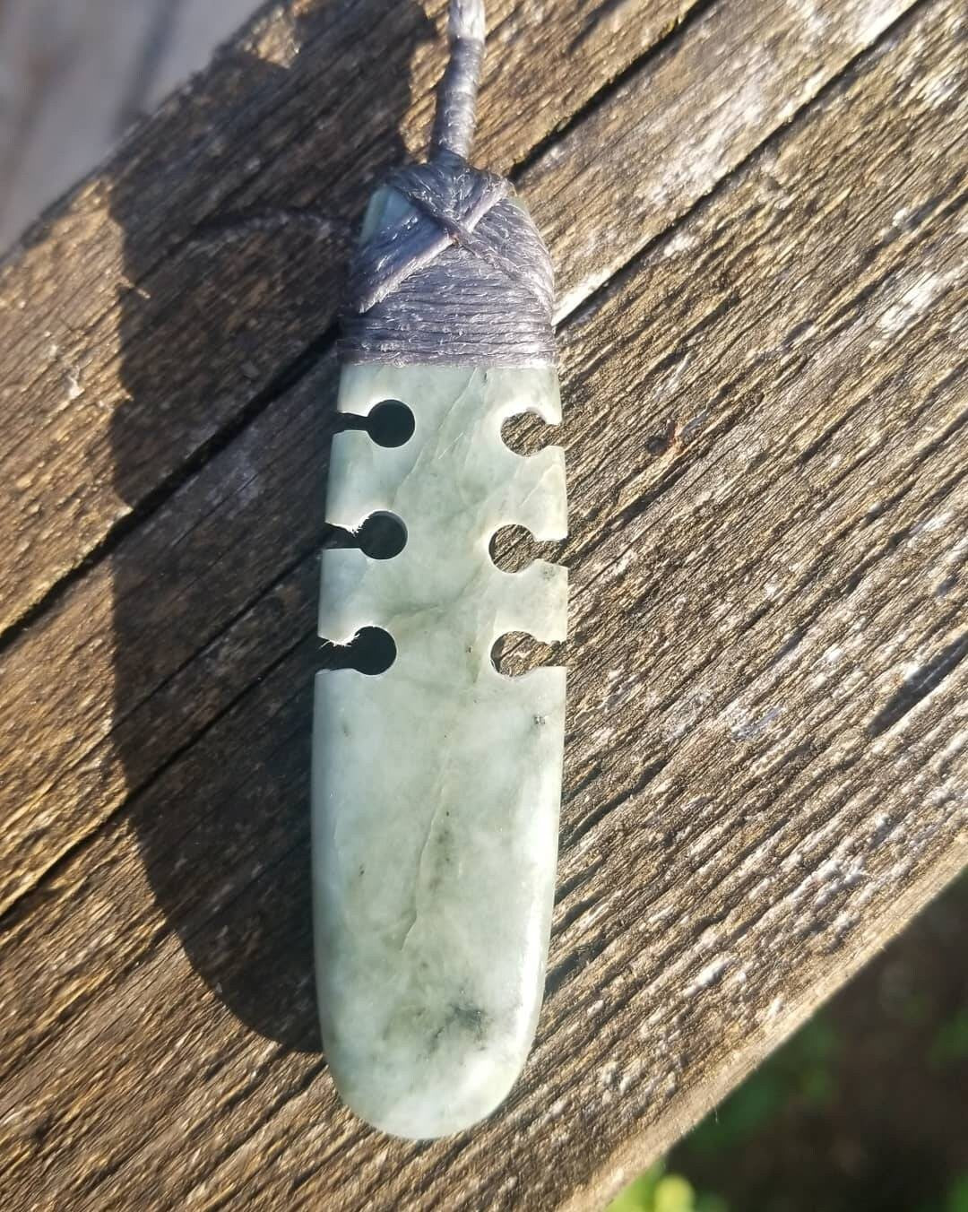 Washington white jade toki style pendant wrapped necklace