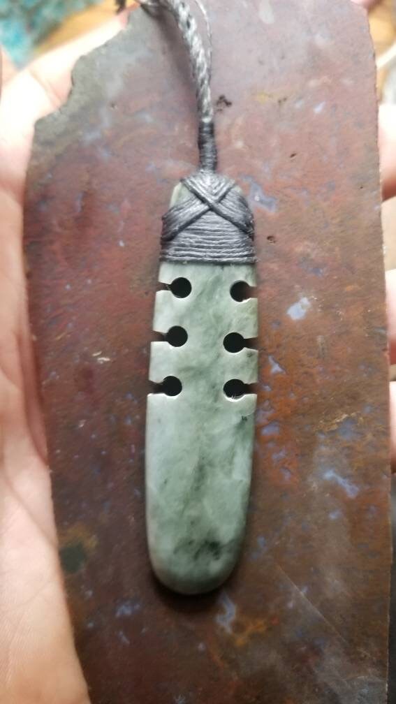 Washington white jade toki style pendant wrapped necklace