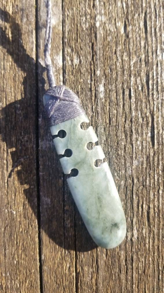 Washington white jade toki style pendant wrapped necklace
