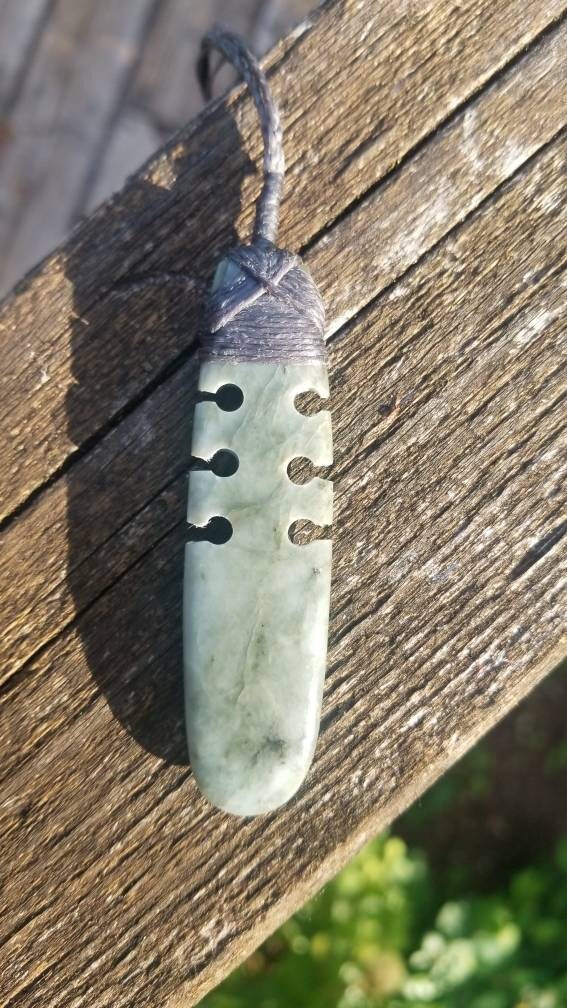 Washington white jade toki style pendant wrapped necklace
