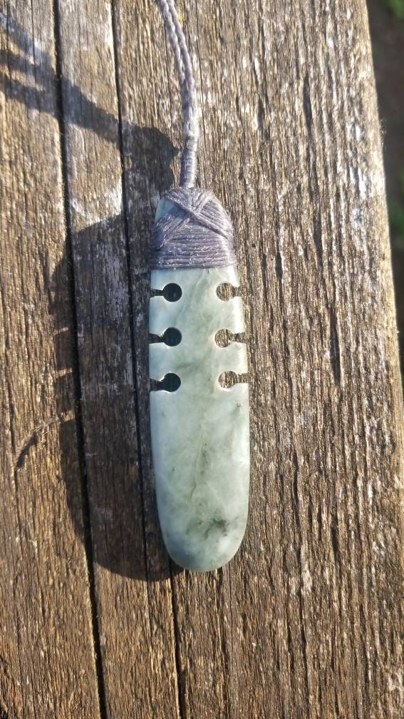 Washington white jade toki style pendant wrapped necklace