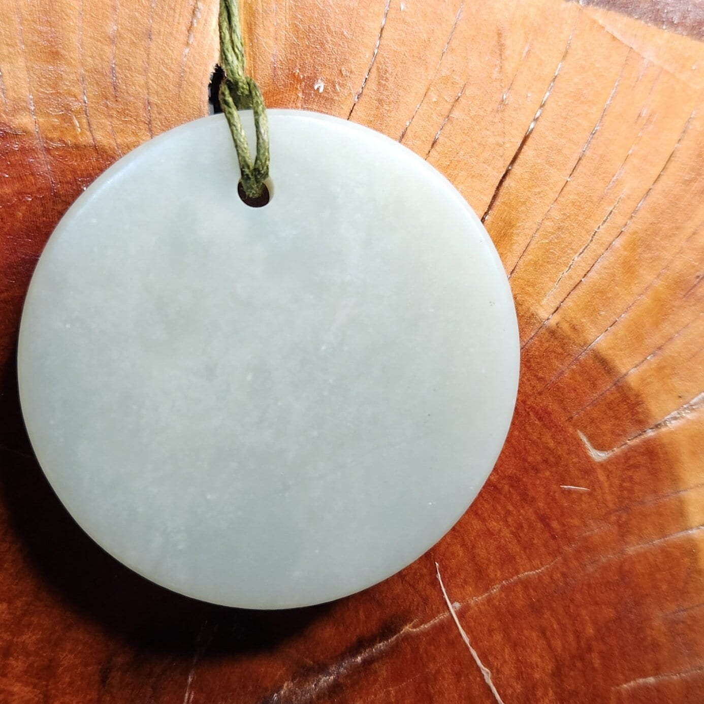 Siberian jade hand carved crescent moon talisman adjustable pendant