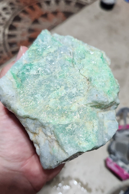 RARE: 3.25 lbs Guatemala moss and snow jadeite rough carving lapidary stone