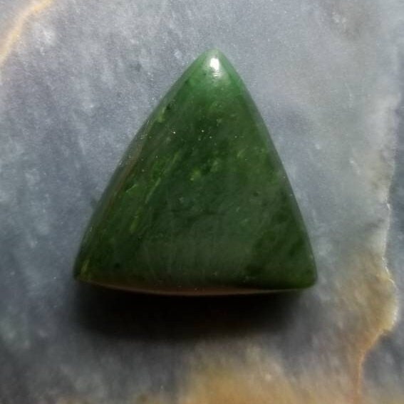 36.5ct Siberian nephrite jade triangle cabochon