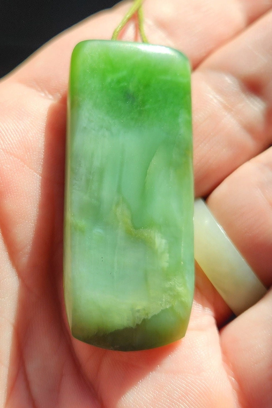 Siberian cats eye nephrite jade hand carved adjustable toki pendant