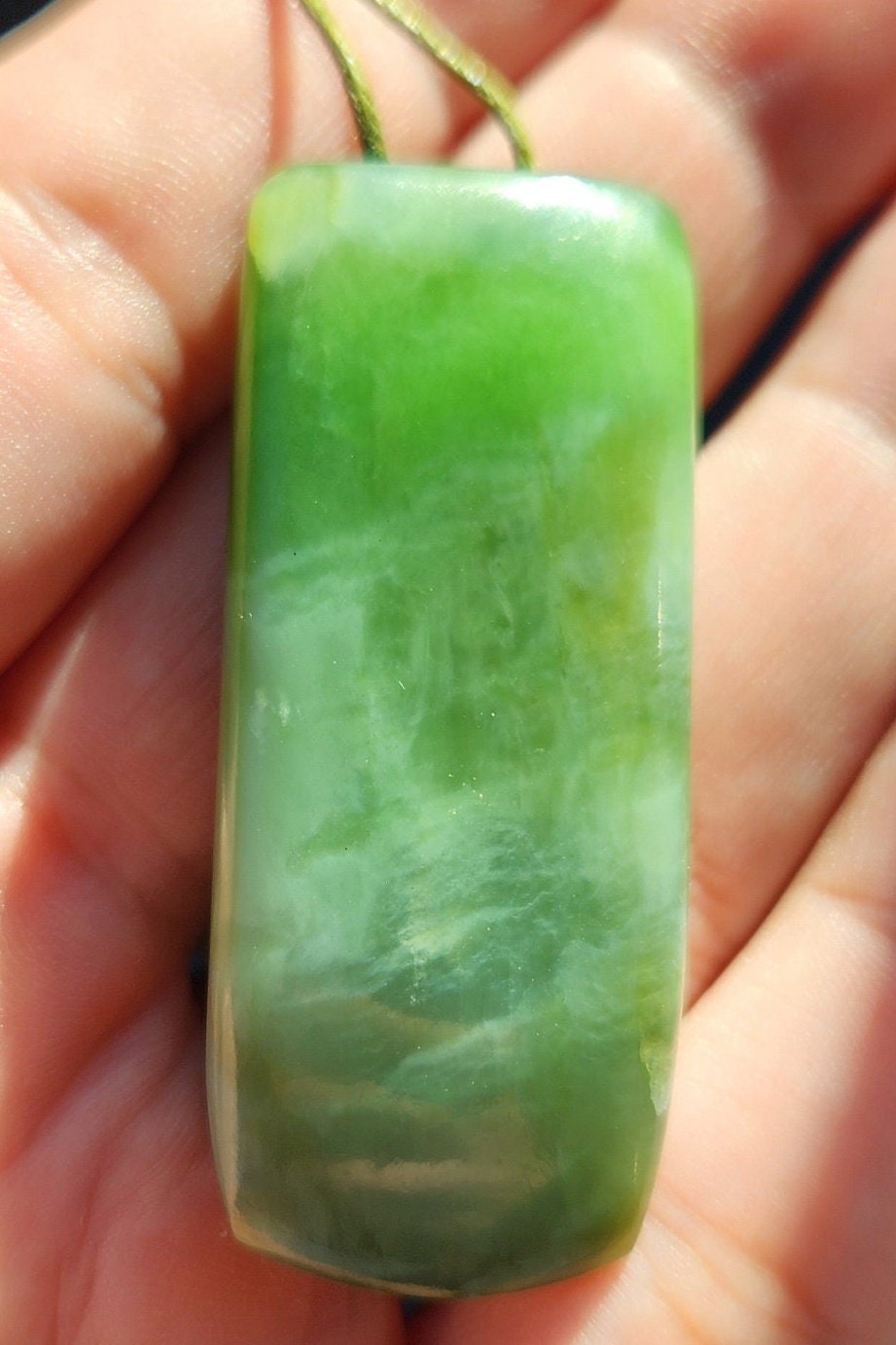 Siberian cats eye nephrite jade hand carved adjustable toki pendant