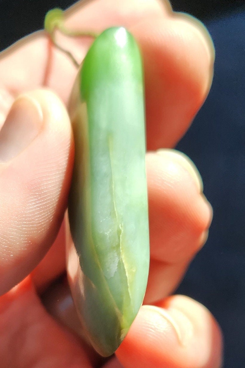 Siberian cats eye nephrite jade hand carved adjustable toki pendant