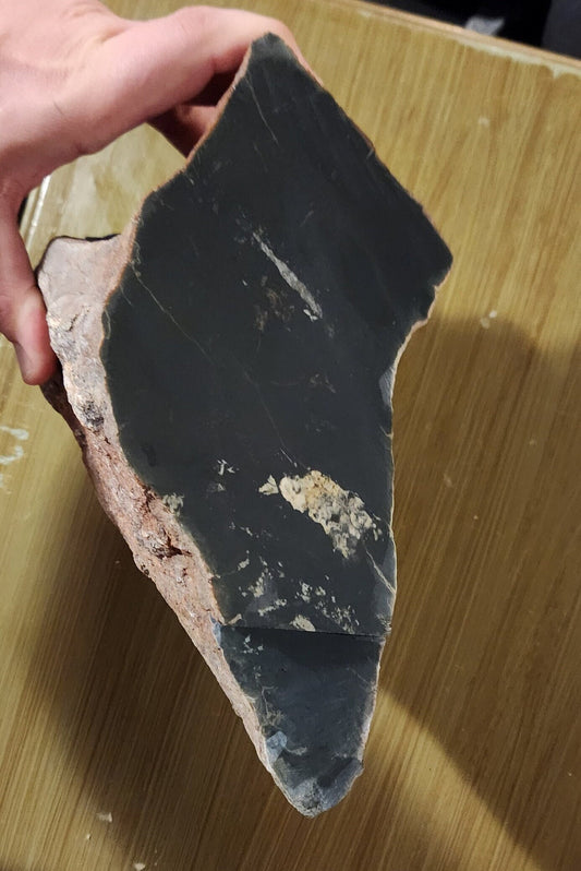 14lb Wyoming black jade with pseudomorphs carving rough