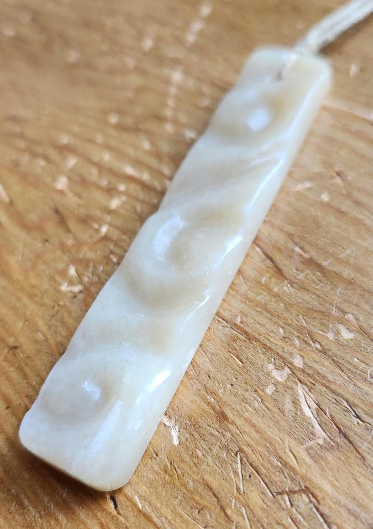 Siberian honey nephrite jade spirals tablet style pendant necklace