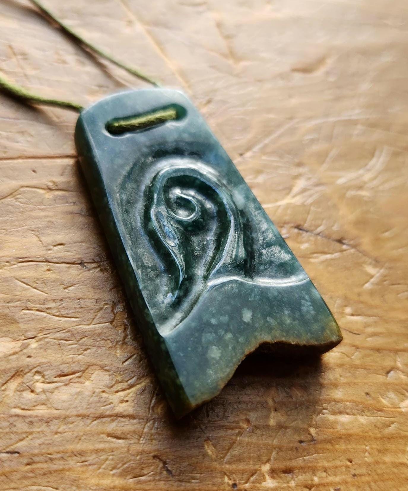 Guatemala princessa olmec blue jadeite live edge flower sprout pendant