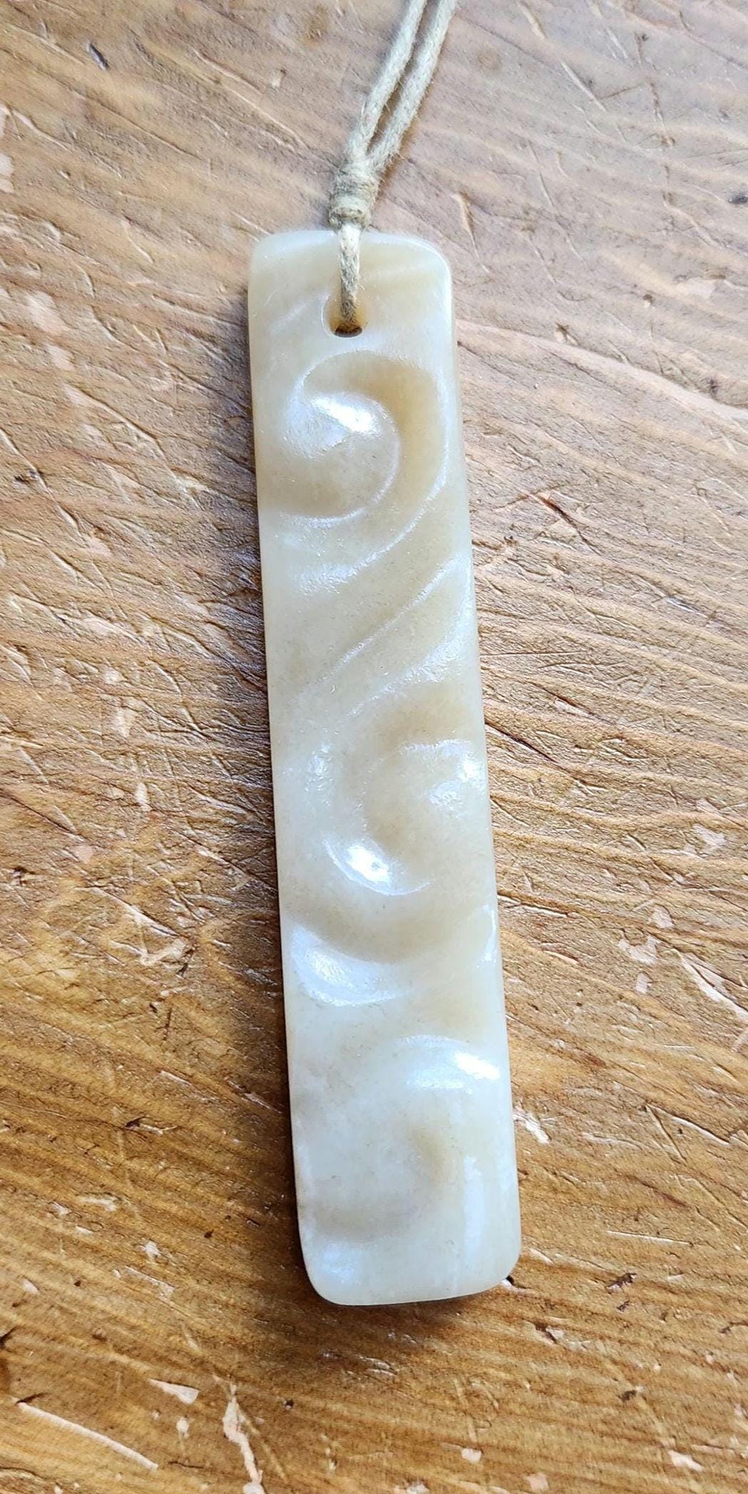 Siberian honey nephrite jade spirals tablet style pendant necklace