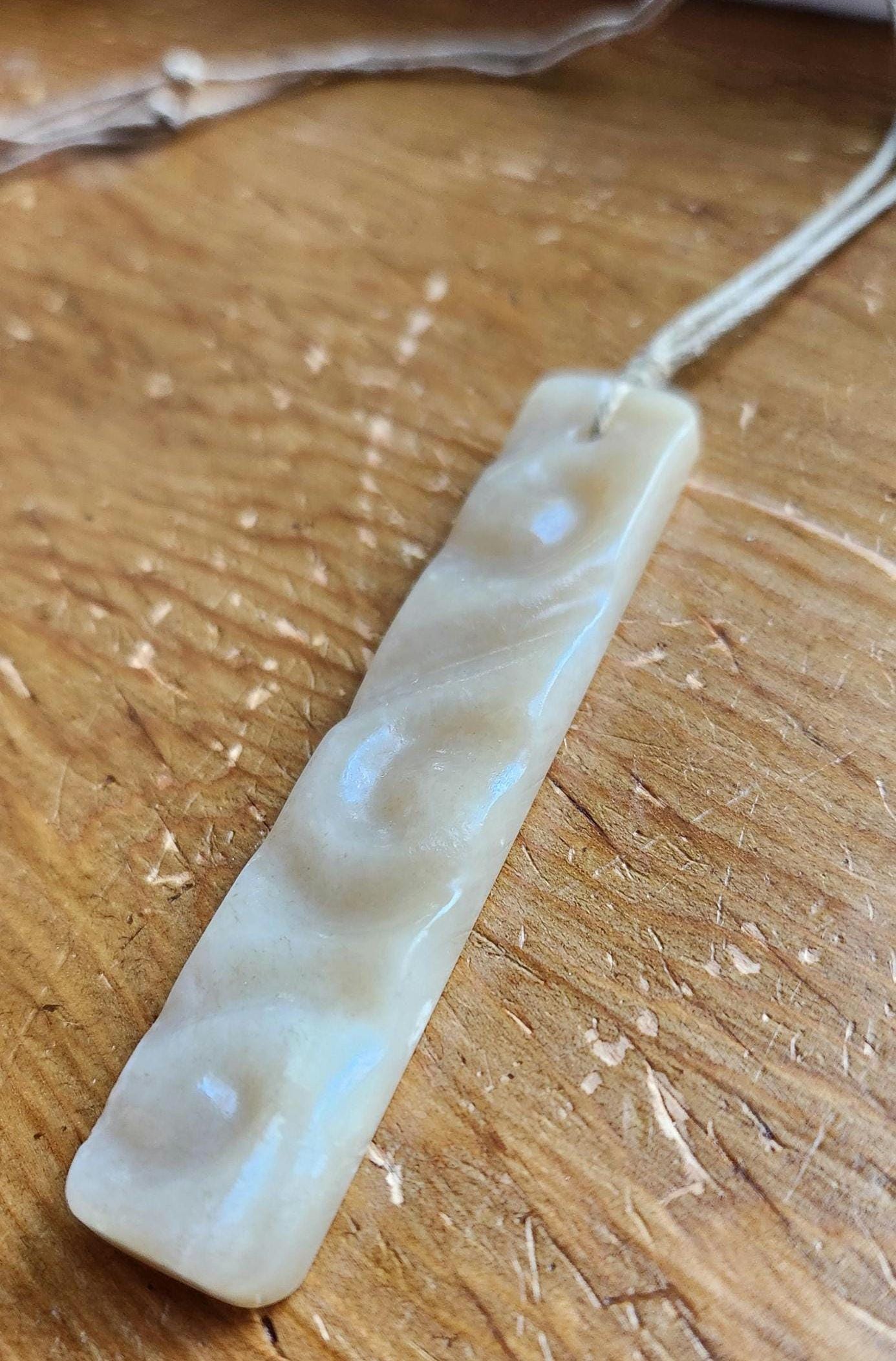 Siberian honey nephrite jade spirals tablet style pendant necklace