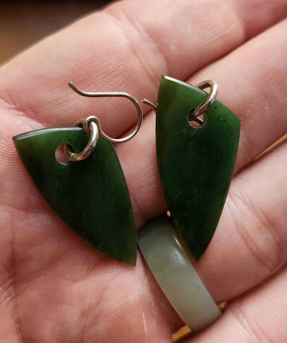 Siberian jade and .925 sterling silver earrings