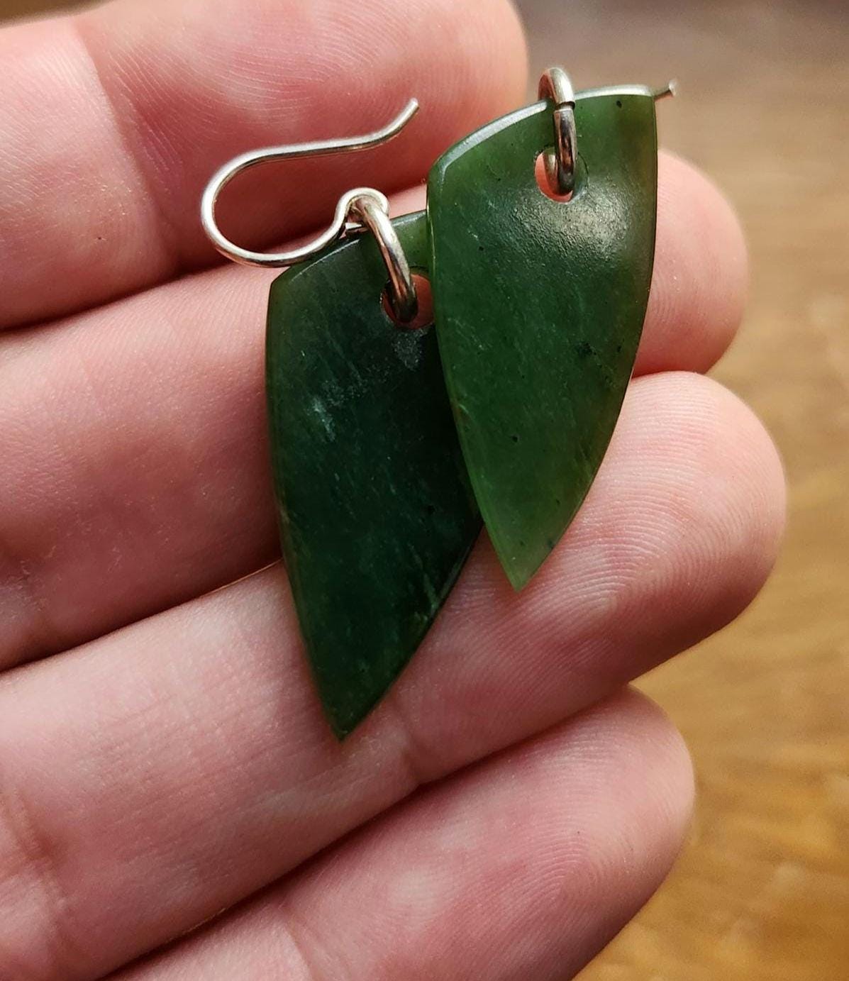 Siberian jade and .925 sterling silver earrings
