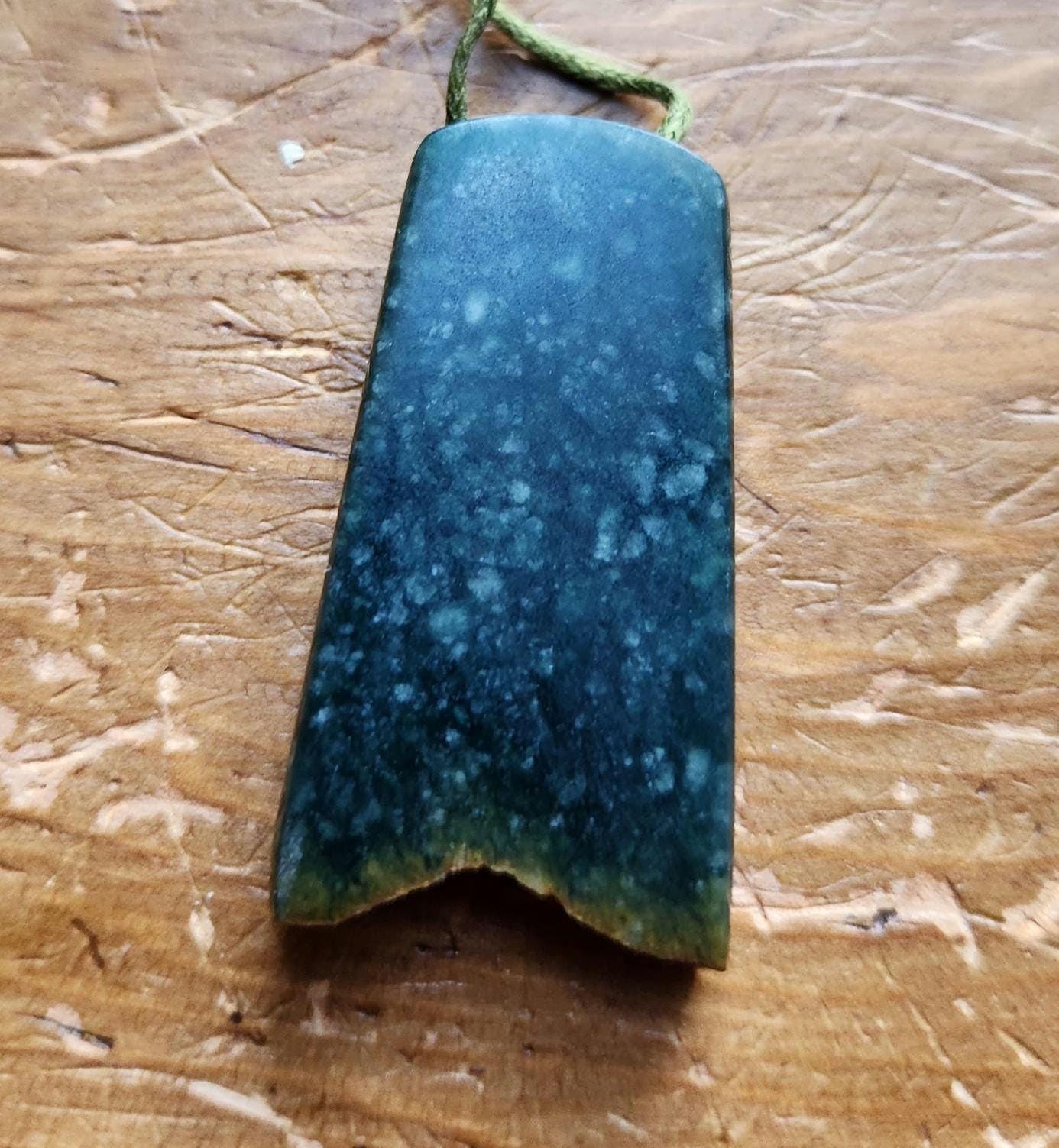 Guatemala princessa olmec blue jadeite live edge flower sprout pendant