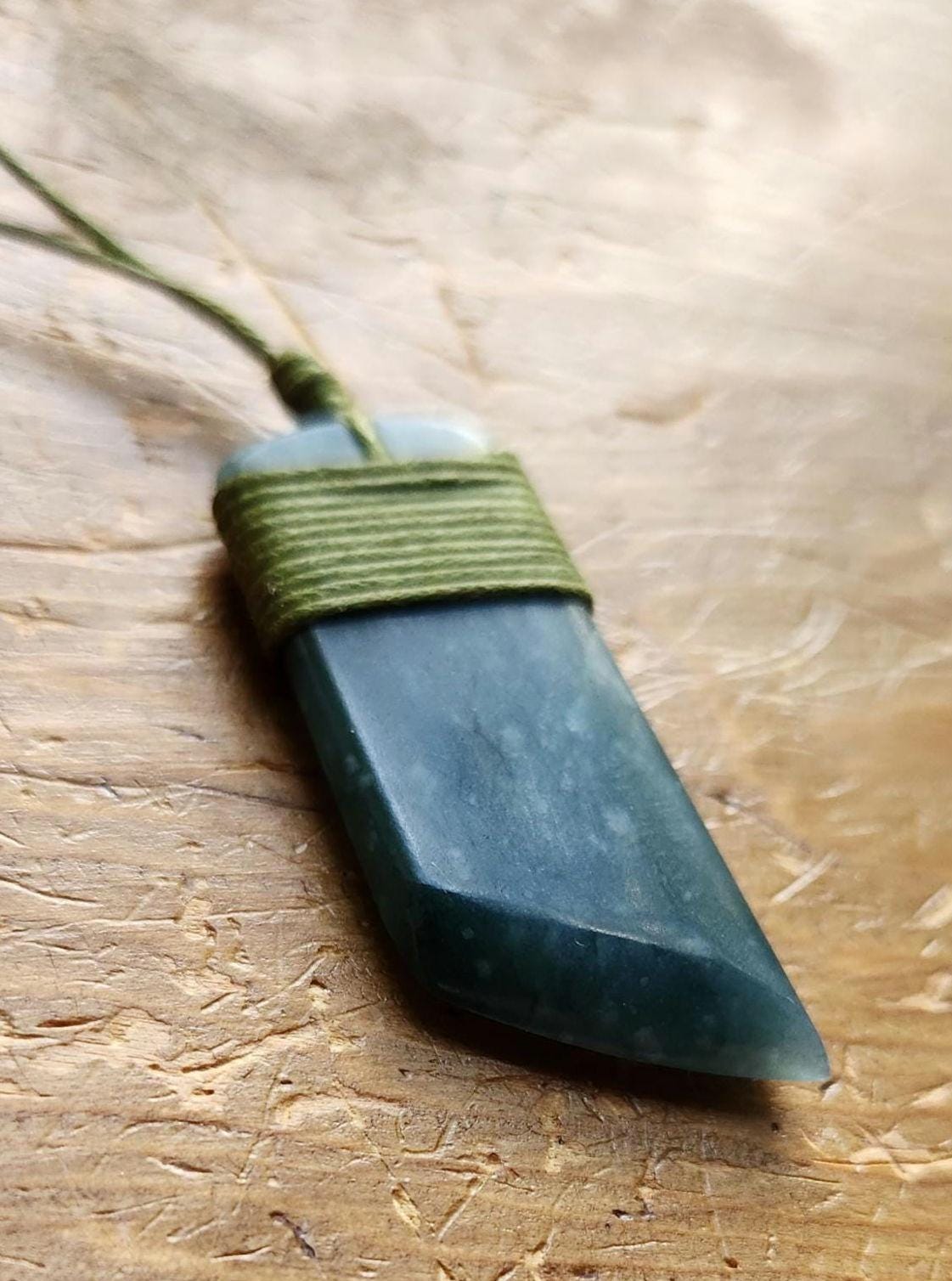 Guatemala princessa blue jadeite toki tanto blade pendant