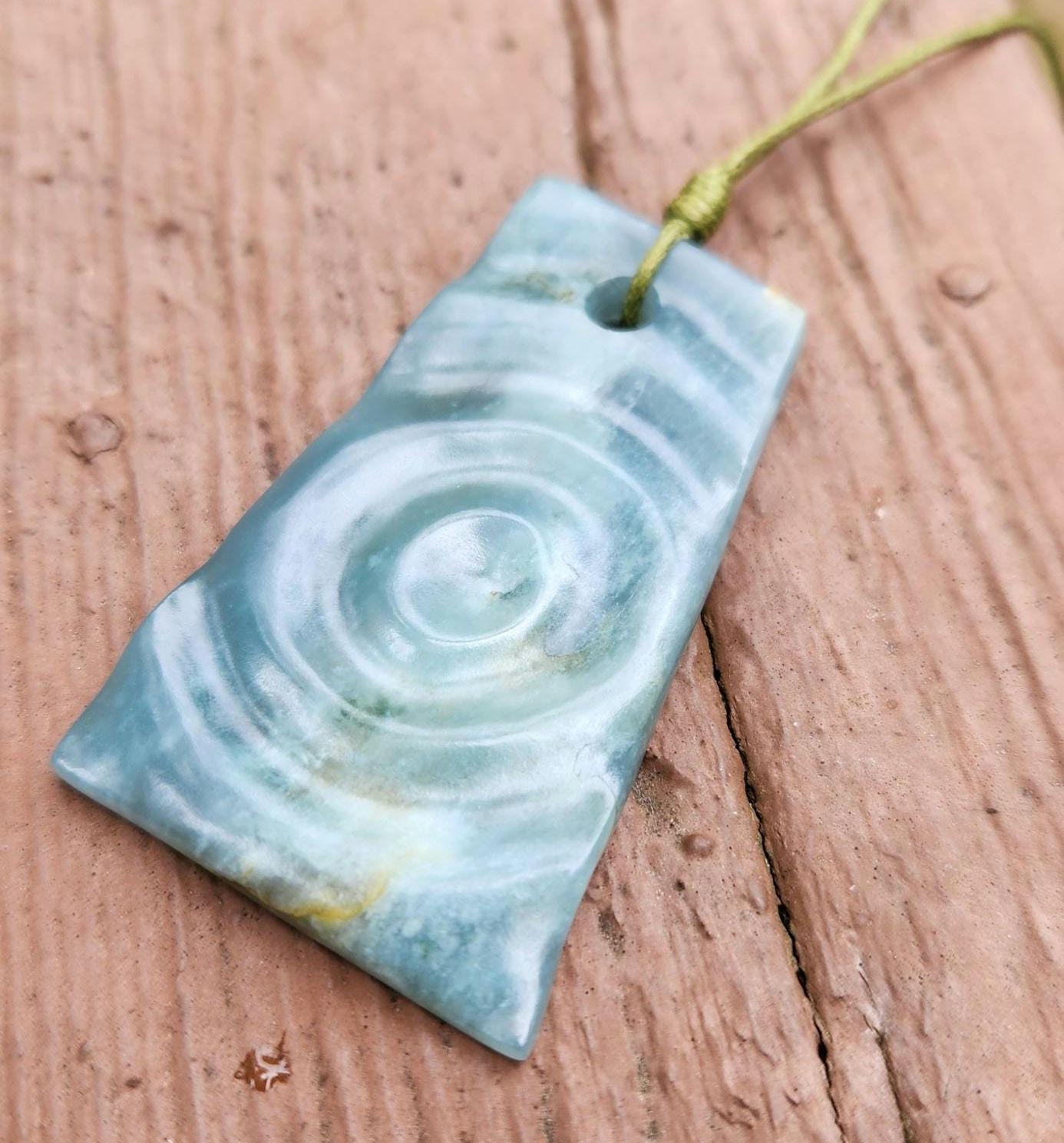 Guatemala princessa blue jadeite jade ripple water sensory pendant necklace
