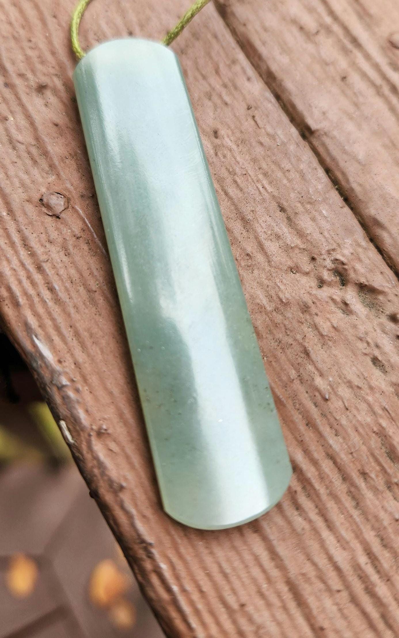 Siberian blue nephrite jade gold inlaid pendant necklace