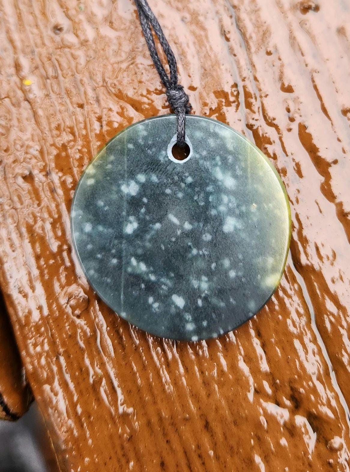 Guatemala olmec princessa blue jadeite disc coin medallion pendant