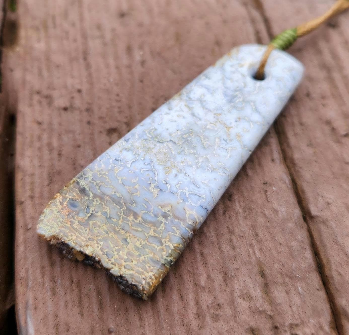 utah white dino bone gembone live edge pendant necklace