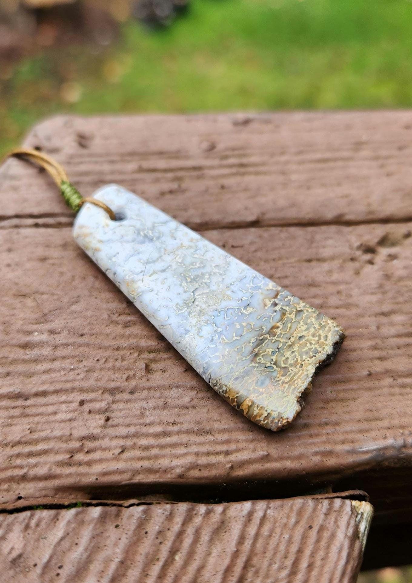 utah white dino bone gembone live edge pendant necklace