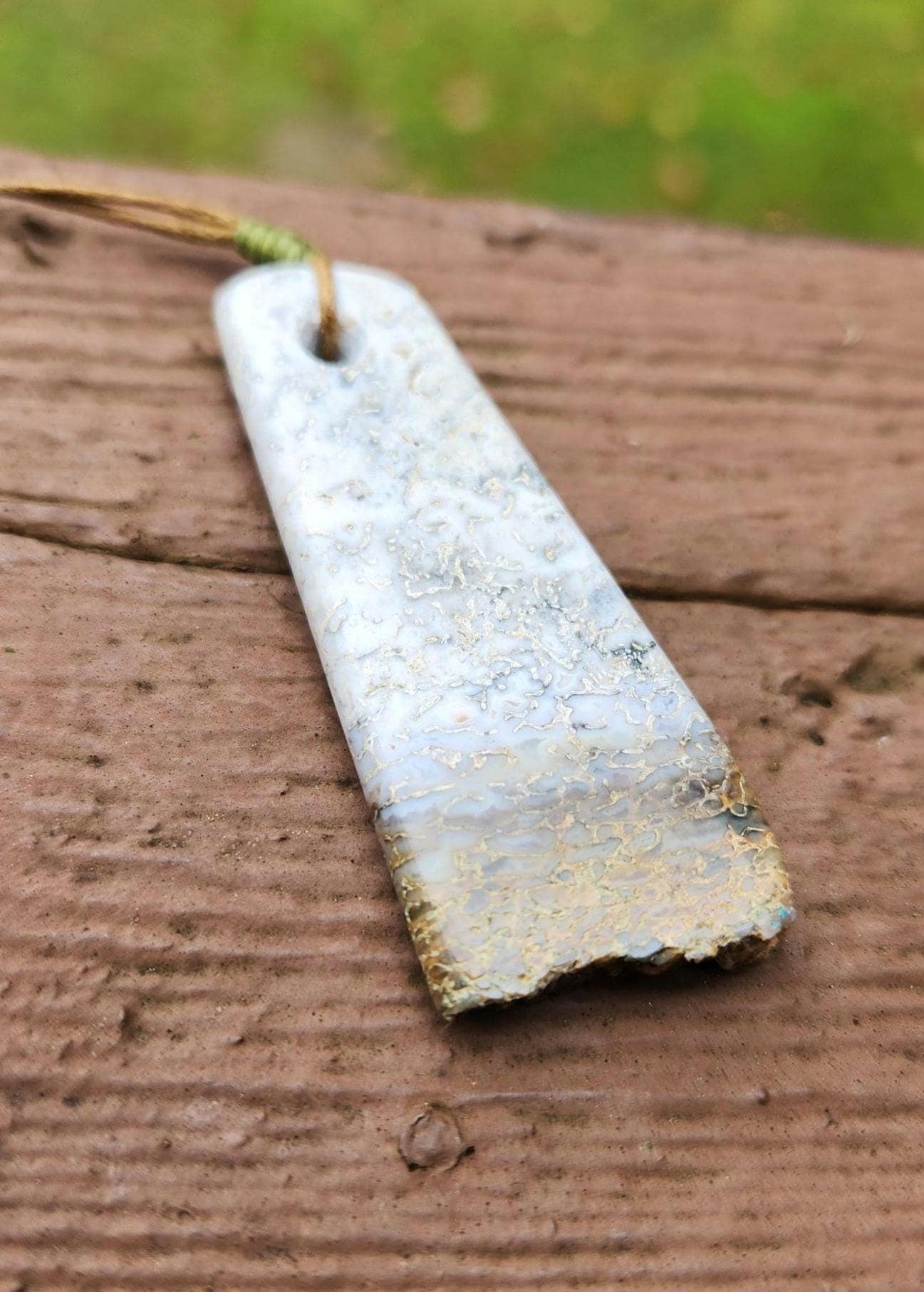 utah white dino bone gembone live edge pendant necklace