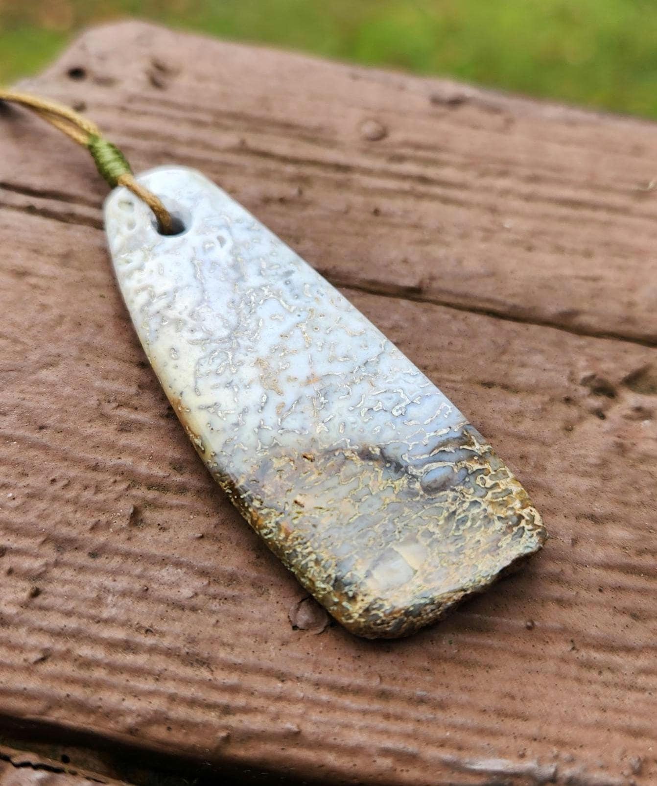 utah white dino bone gembone live edge pendant necklace