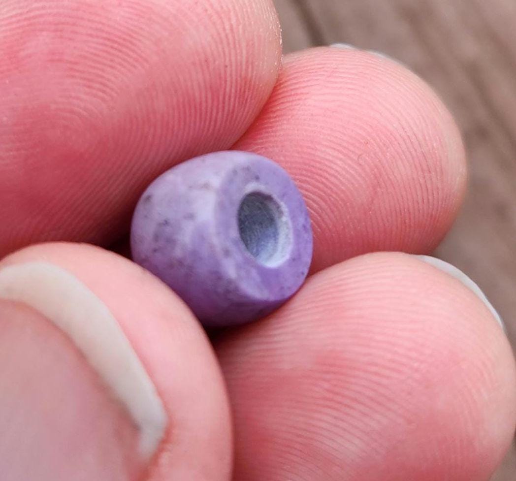 hand carved 10mm x 6mm Turkish purple jade bead