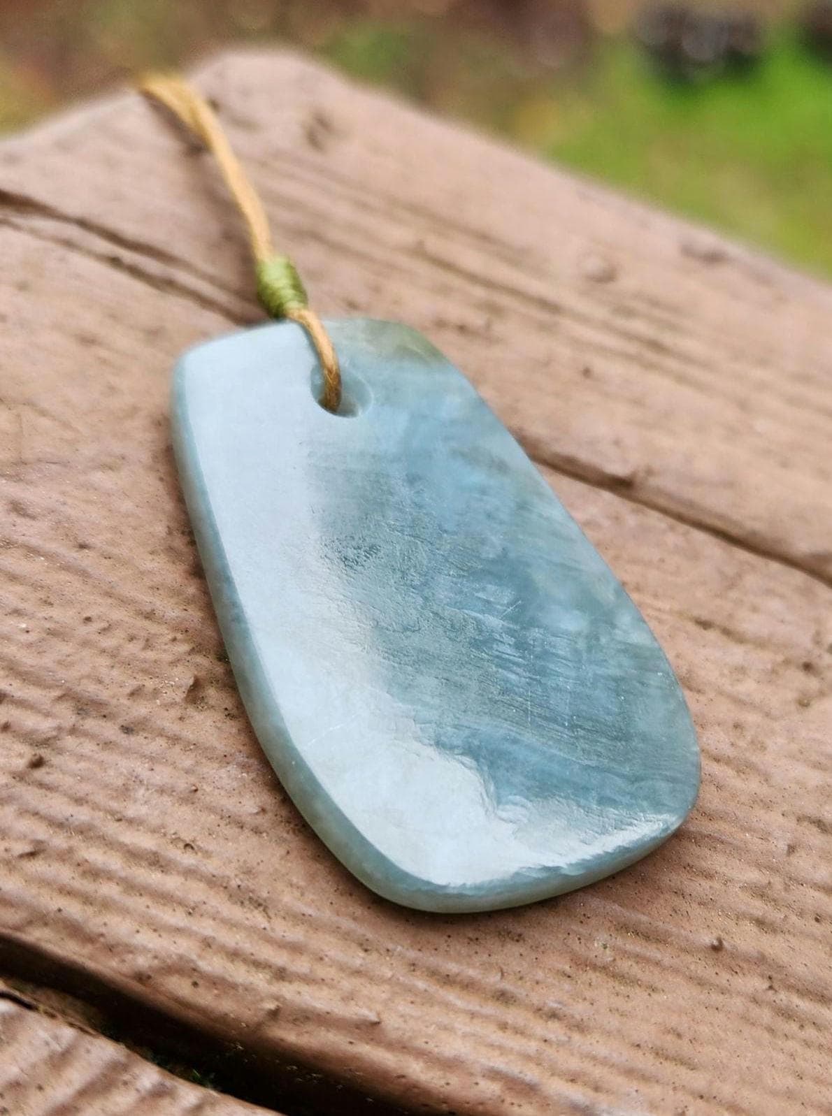 Washington state silver blue cats eye nephrite jade pendant necklace