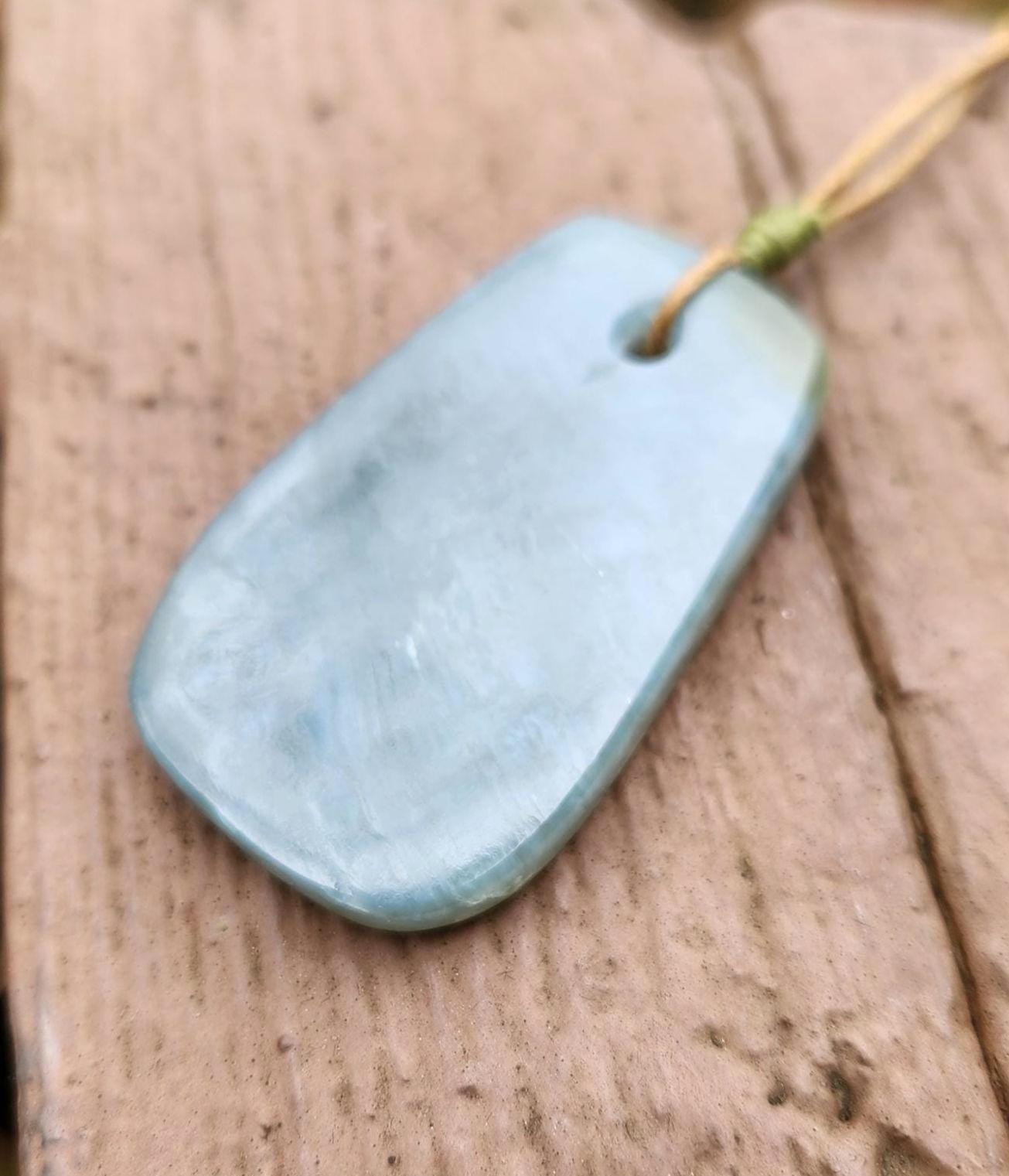 Washington state silver blue cats eye nephrite jade pendant necklace