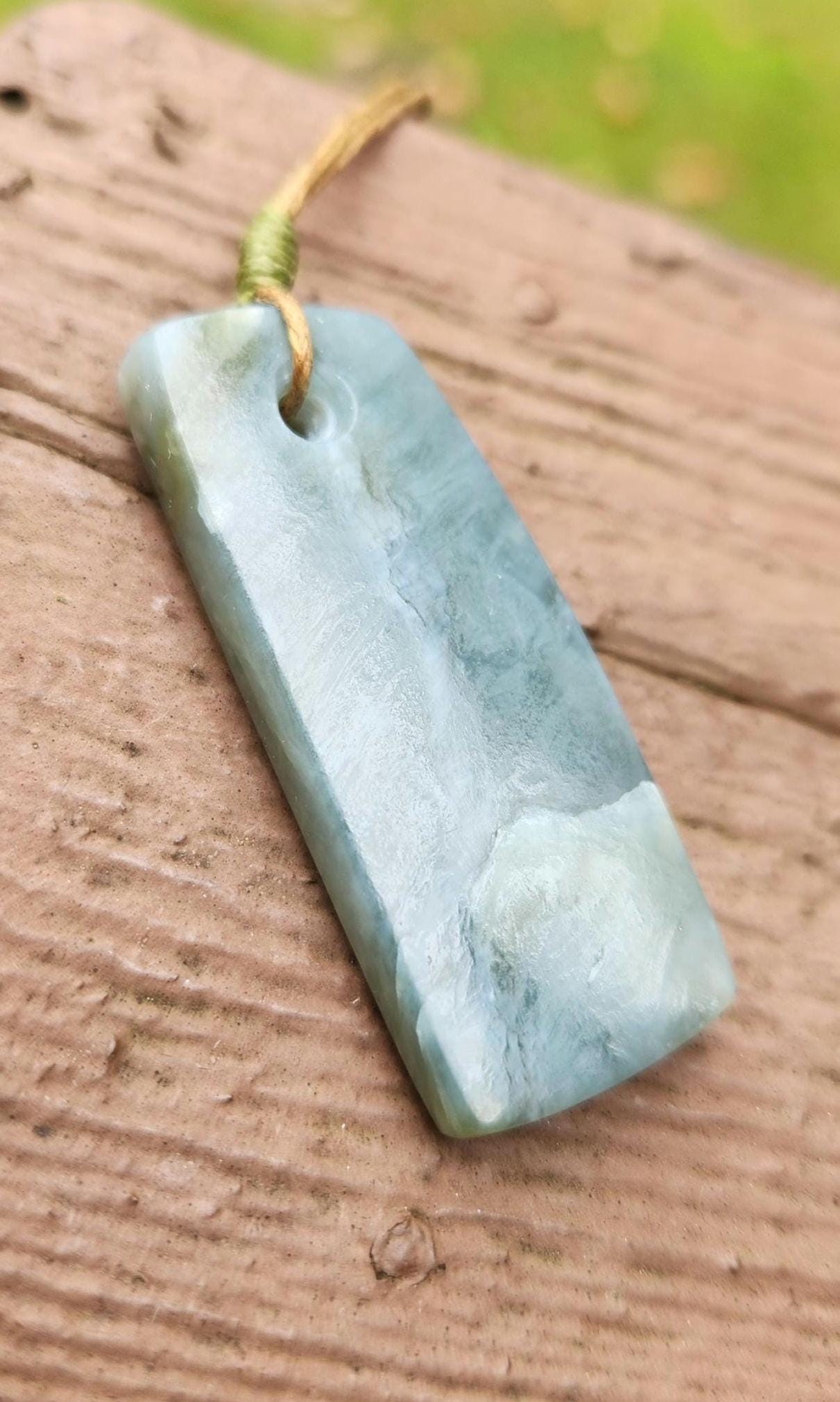 Washington state silver blue cats eye nephrite jade pendant necklace