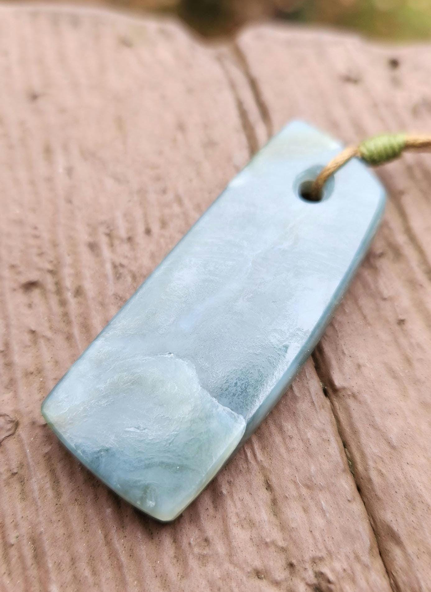 Washington state silver blue cats eye nephrite jade pendant necklace