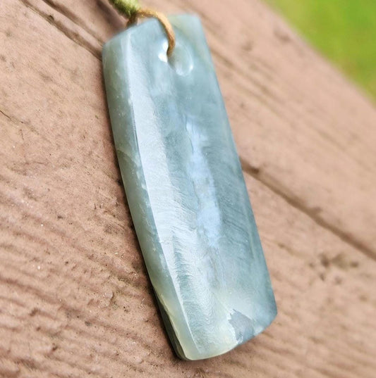 Washington state silver blue cats eye nephrite jade pendant necklace