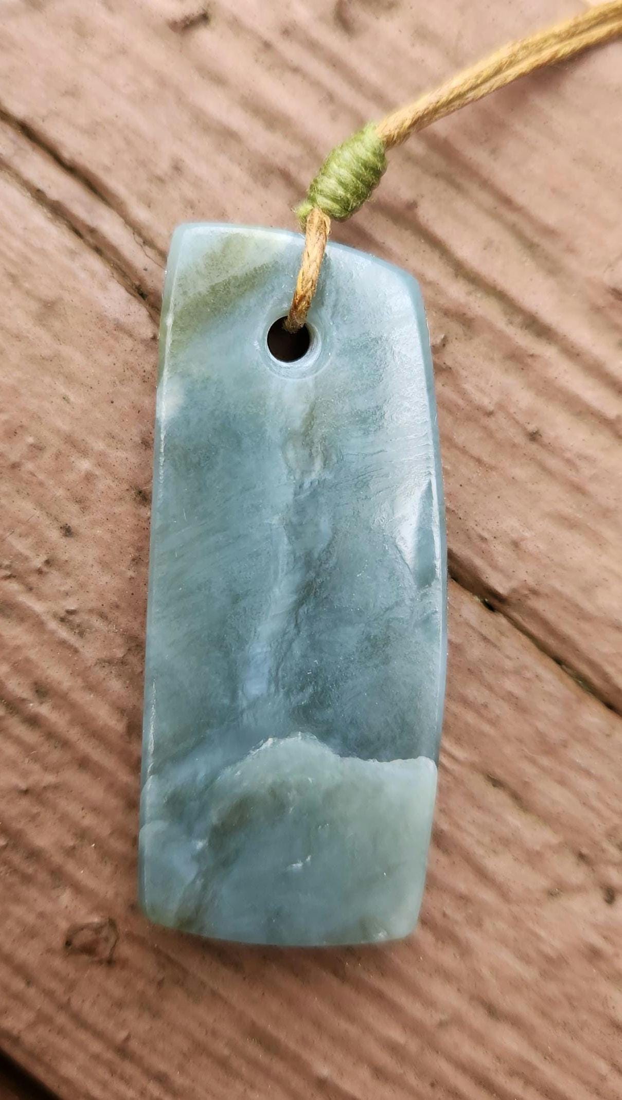 Washington state silver blue cats eye nephrite jade pendant necklace