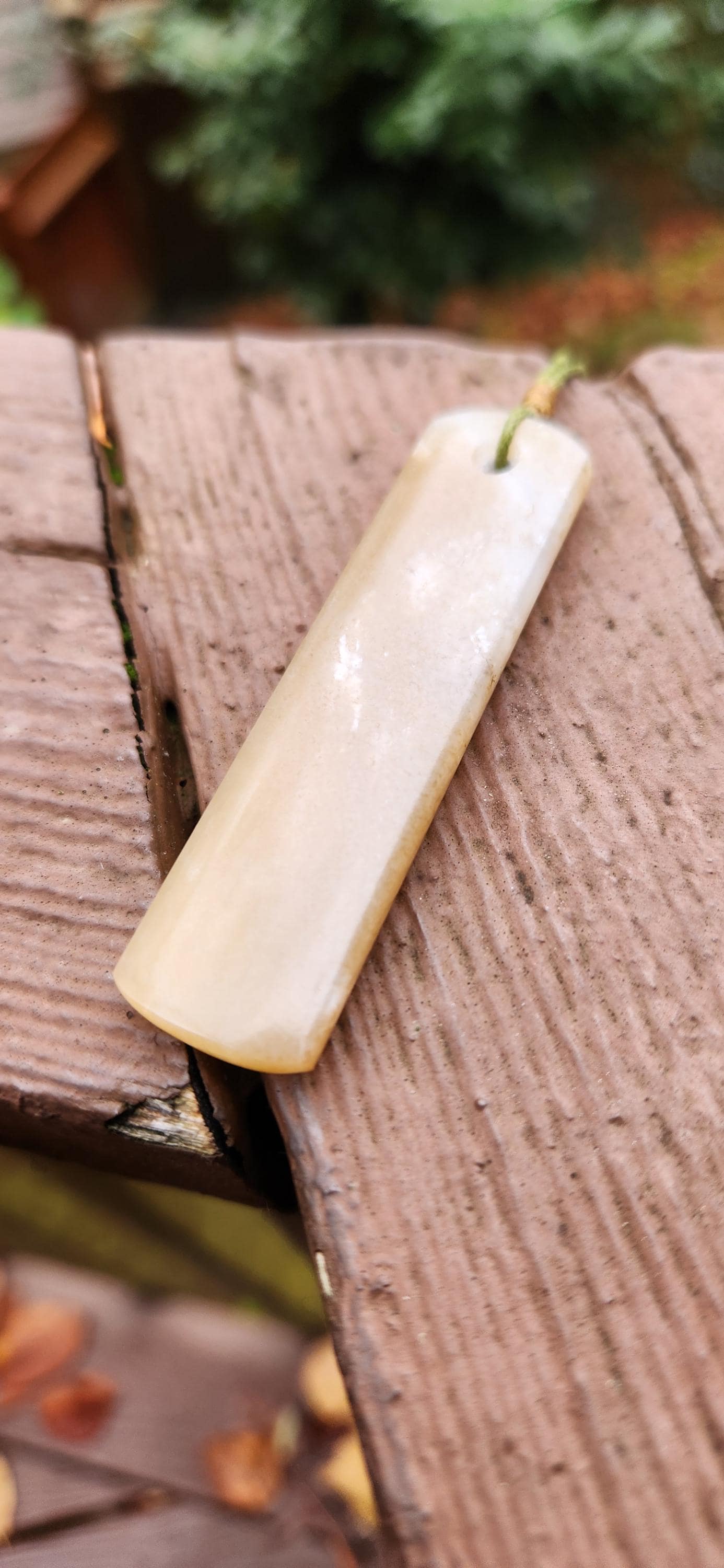 Siberian honey nephrite jade wizard gnome face tablet style pendant necklace