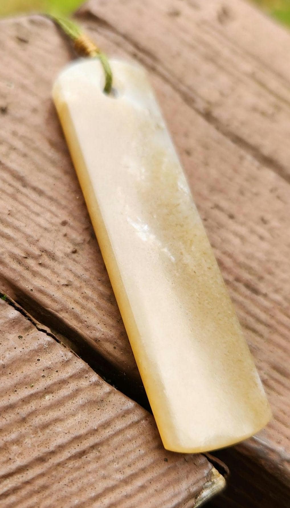 Siberian honey nephrite jade wizard gnome face tablet style pendant necklace