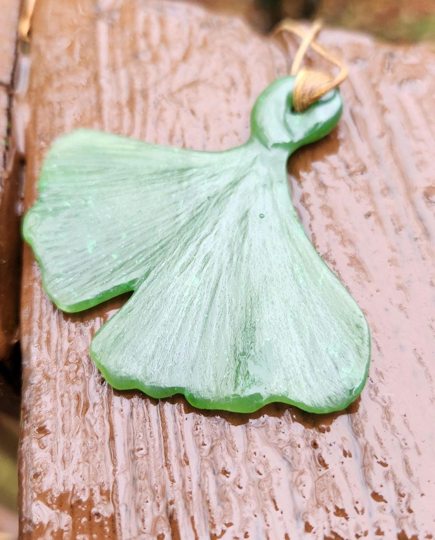 BC nephrite jade ginko biloba leaf carving pendant necklace on adjustable cotton cord artisan hand carved wearable fine art