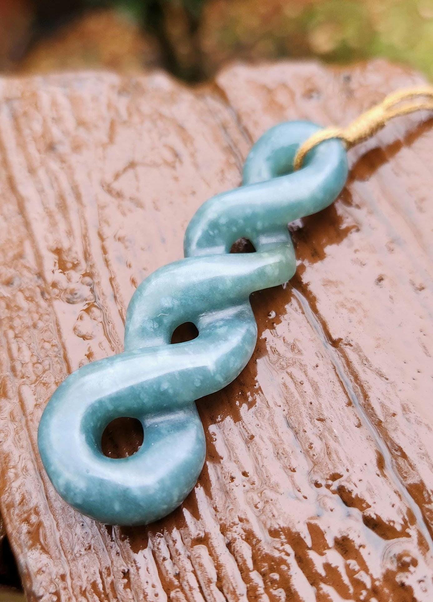 Guatemala princessa blue jadeite quad twist new zealan maori inspired Pikototoru pikorua pendant necklace