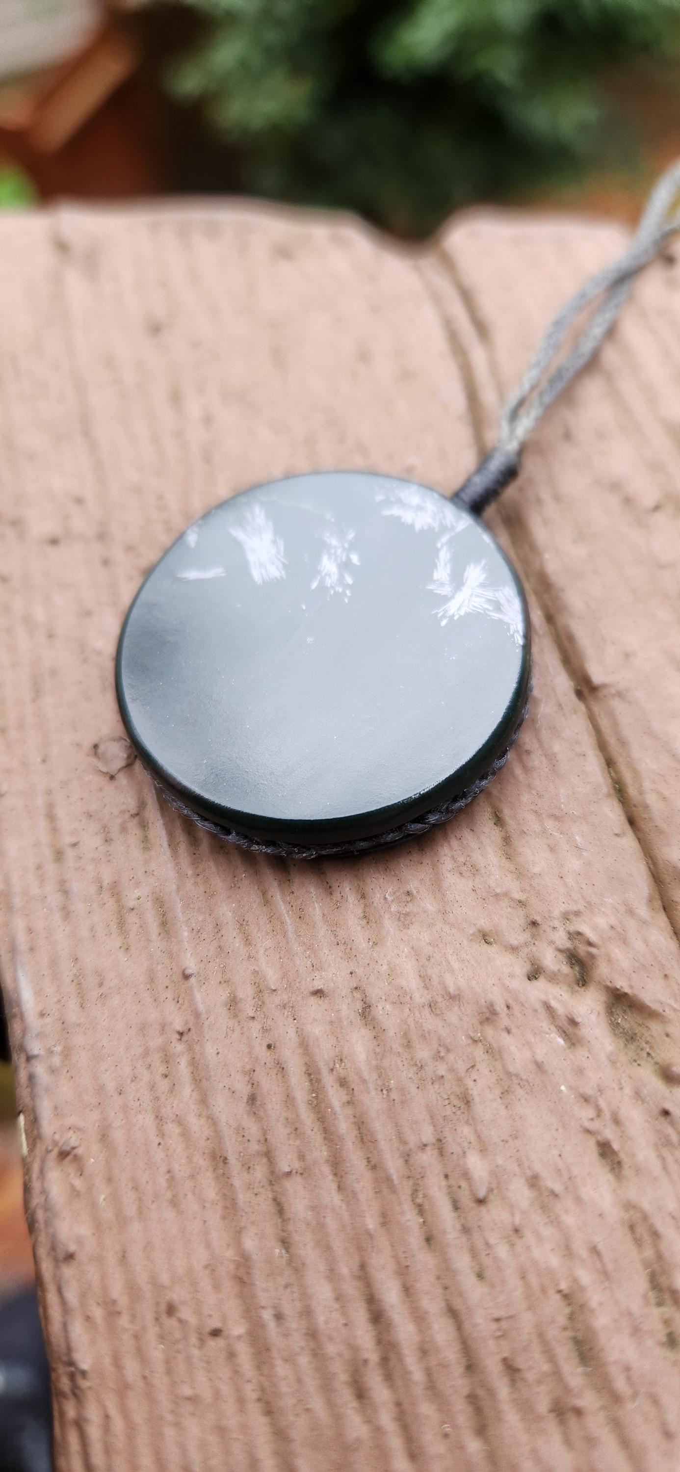 California Magnetite Nephrite Jade medallion pendant necklace